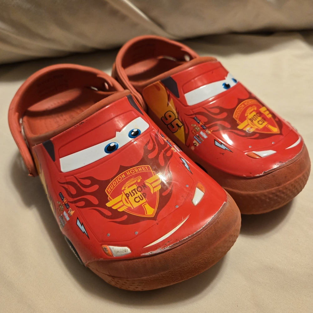 CROCS Kids Red Cars Shoes sz 12